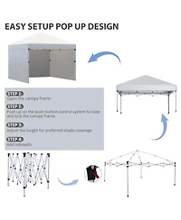Outsunny 10' x Pop Up Canopy with 3 Sidewalls and Carry Bag,