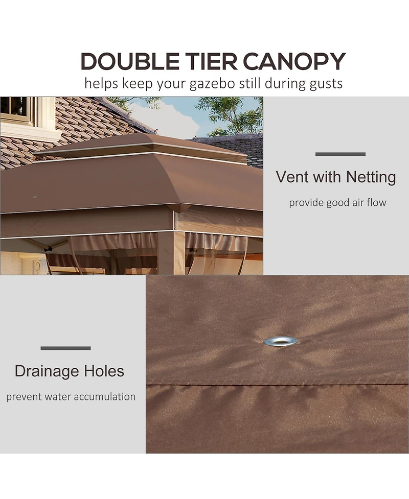 Outsunny 12' x 12' Pop Up Canopy with Mesh Sidewall Netting,