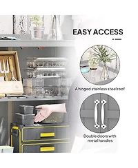 Outsunny Wood Storage Shed, Potting Shed w/Metal Tabletop, Natural