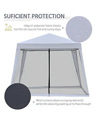 Outsunny Outdoor Sun Shade Gazebo Canopy Tent with Mesh Screen Walls -