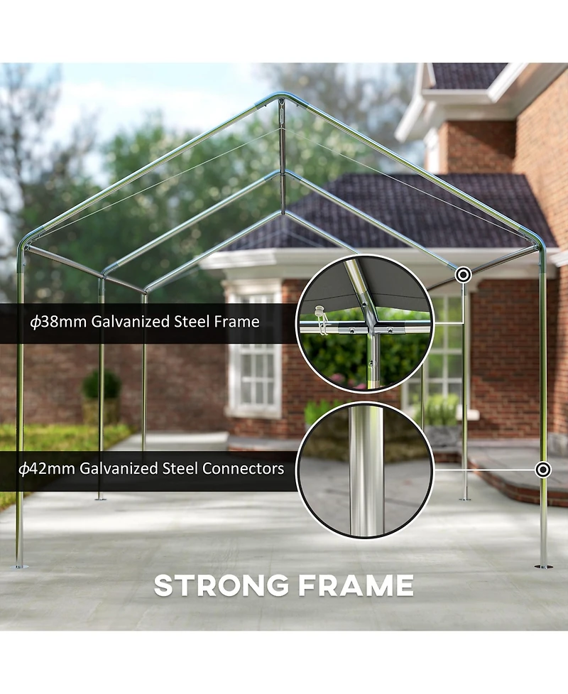 Outsunny 9.6' x 19.5' Carport w/ 3 Reinforced Steel Cables