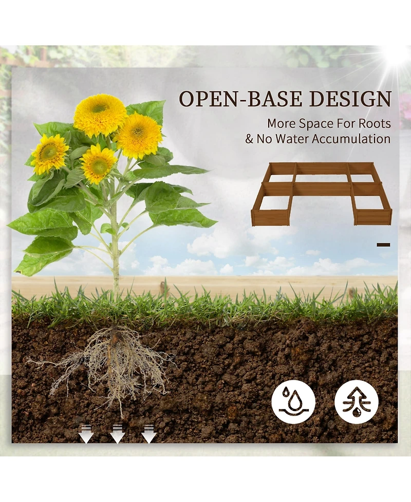 Outsunny Raised Garden Bed Set of 5 Diy Large Wooden Planters Box,