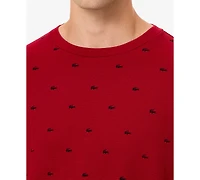 Lacoste Men's All Over Croc Print Long-Sleeve Thermal Sleep Shirt