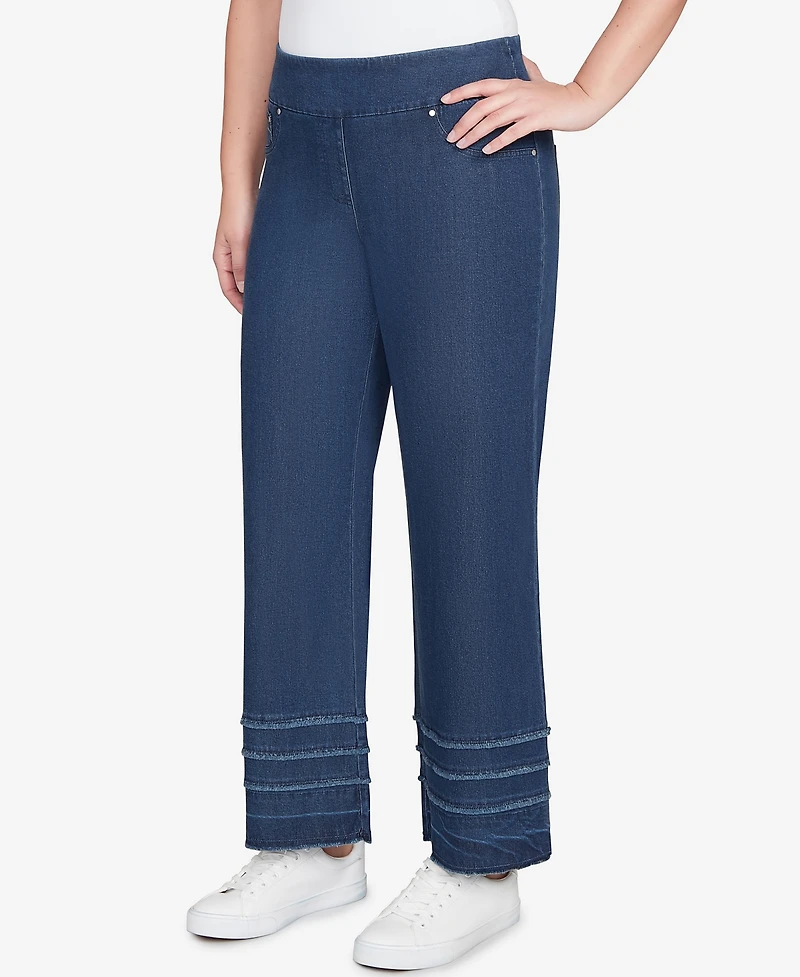 Ruby Rd. Petite Stretch Fringe Pull On Ankle Jeans