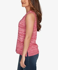 Ruby Rd. Petite Marled Knit Embroidered Tank Sweater