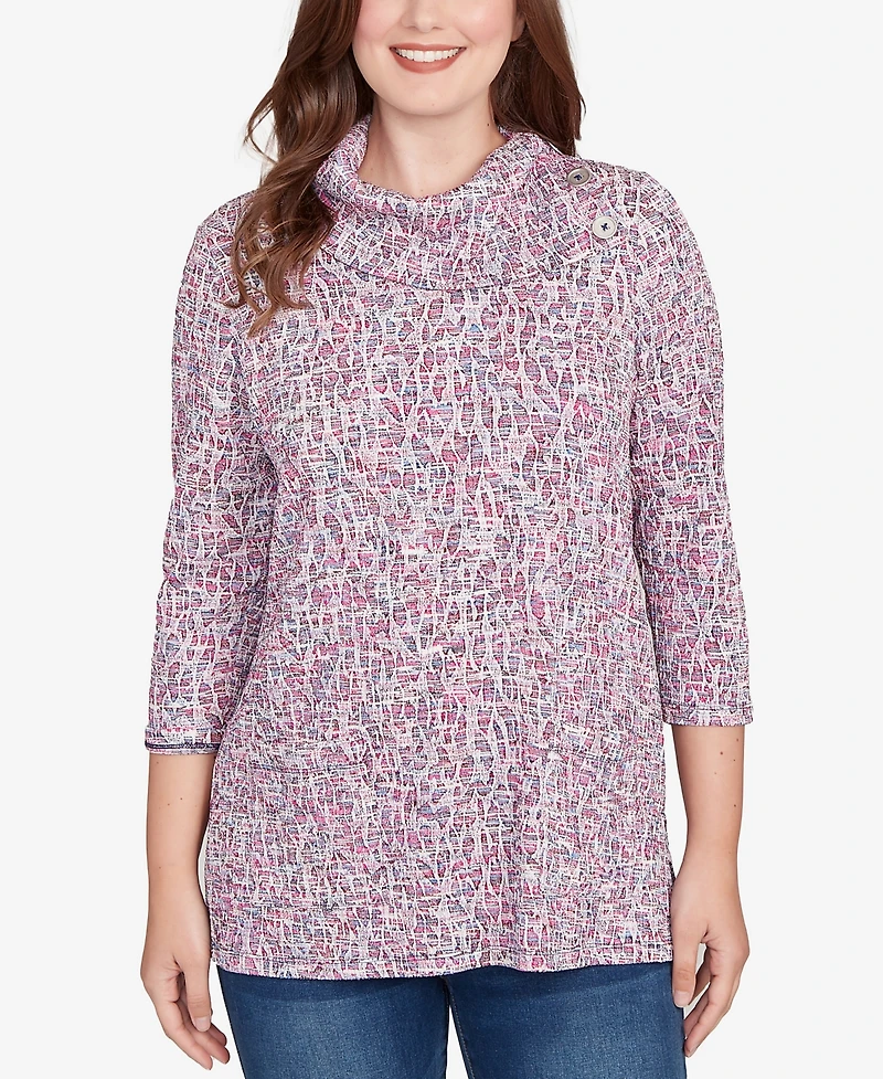 Ruby Rd. Petite Patch Pocket Spacedye Top