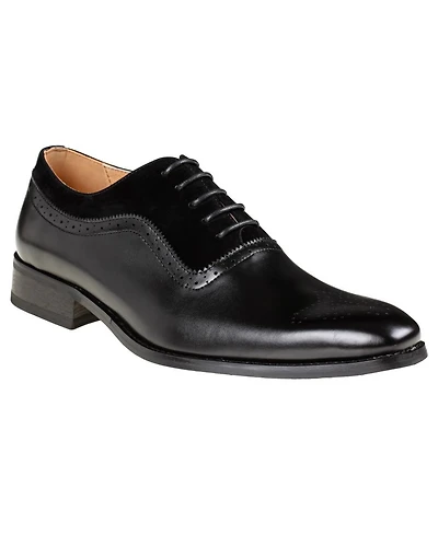 Gino Vitale Men's Lace Up Medallion Toe Dress Shoes