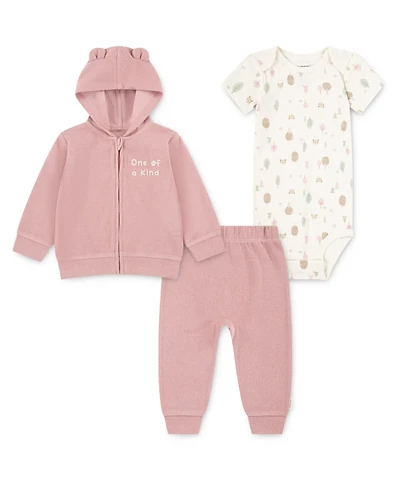 Huggies Baby Girl Short Sleeve Bodysuit, Jacket and Pant, 3-Piece Set