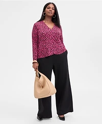 I.n.c. International Concepts Plus Printed Surplice-Neck Top, Macy's Exclusive