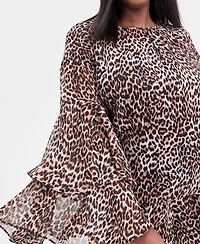 I.n.c. International Concepts Plus Printed Ruffle-Sleeve Top, Macy's Exclusive