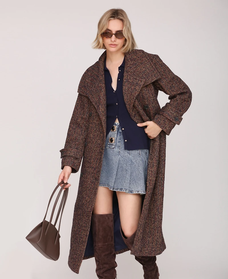 Avec Les Filles Women's Double Breasted Belted Wool Coat