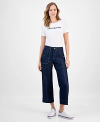 Tommy Hilfiger Women's High Rise Wide Leg Ankle Jeans
