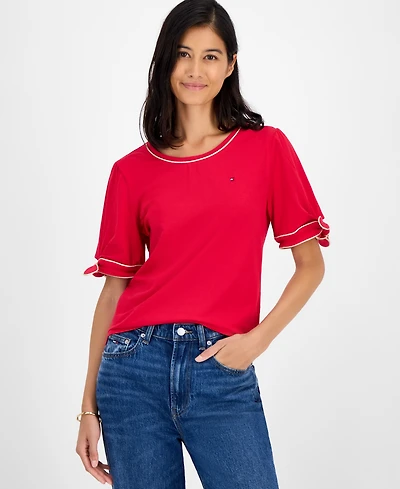 Tommy Hilfiger Women's Tie-Sleeve T-Shirt