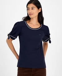 Tommy Hilfiger Women's Tie-Sleeve T-Shirt