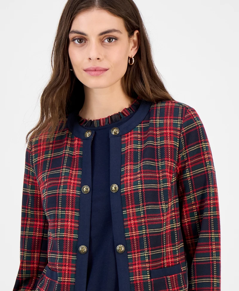 Tommy Hilfiger Women's Plaid Open-Front Jacket