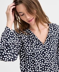 Nautica Jeans Women's Dot Print Tie-Neck Top