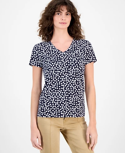 Nautica Jeans Women's Snow Dot V-Neck T-Shirt