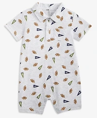 First Impressions Baby Boys Football-Print Collared Sunsuit, Macy's Exclusive