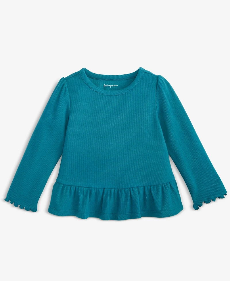 First Impressions Baby Girls Long-Sleeve Solid Rib T-Shirt, Macy's Exclusive