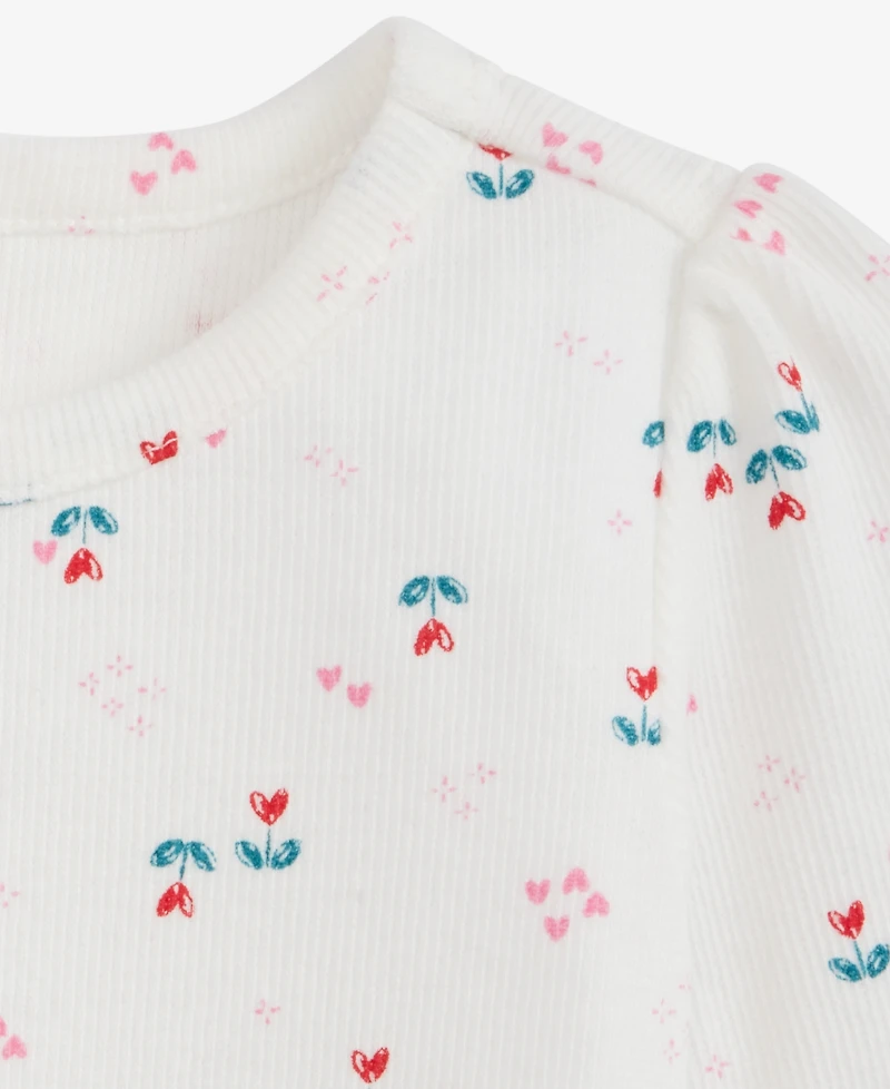 First Impressions Baby Girls Long-Sleeve Heart Tulip-Print Rib T-Shirt, Macy's Exclusive