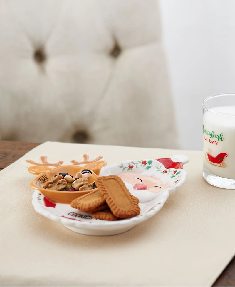 Winterberry Santa & Reindeer Cookie Plate