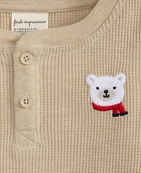 First Impressions Baby Boys Long-Sleeve Polar Bear Waffle Henley T-Shirt, Macy's Exclusive