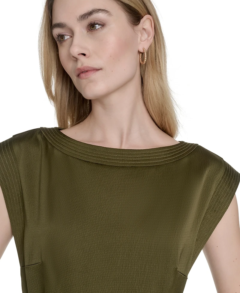 Vince Camuto Women's Satin Trapunto-Stitch Midi Dress