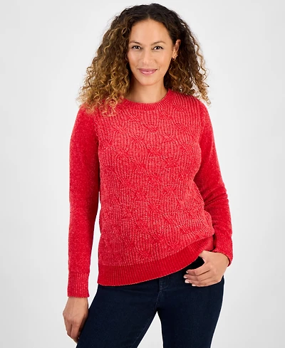 Style & Co Petite Chenille Cable Knit Sweater, Macy's Exclusive