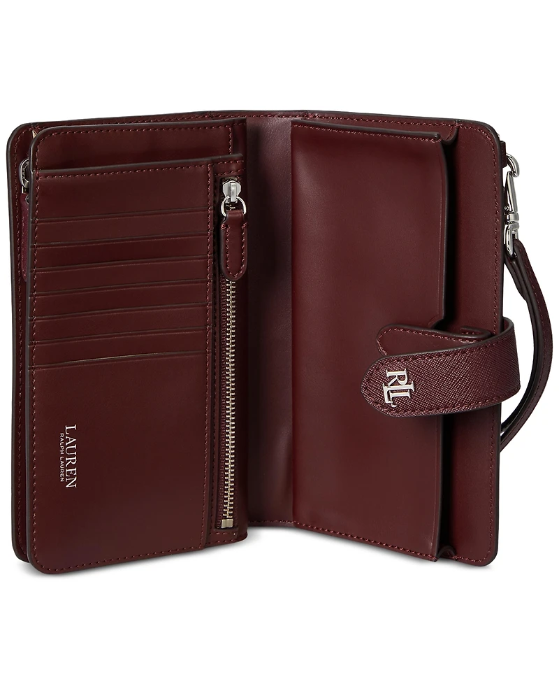 Lauren Ralph Crosshatch Leather Tech Wristlet