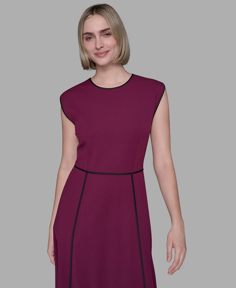 Karl Lagerfeld Paris Women's Piped-Trim Fit and Flare Dress