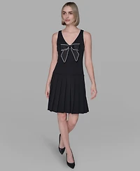 Karl Lagerfeld Paris Women's Embellished Bow A-Line Dress