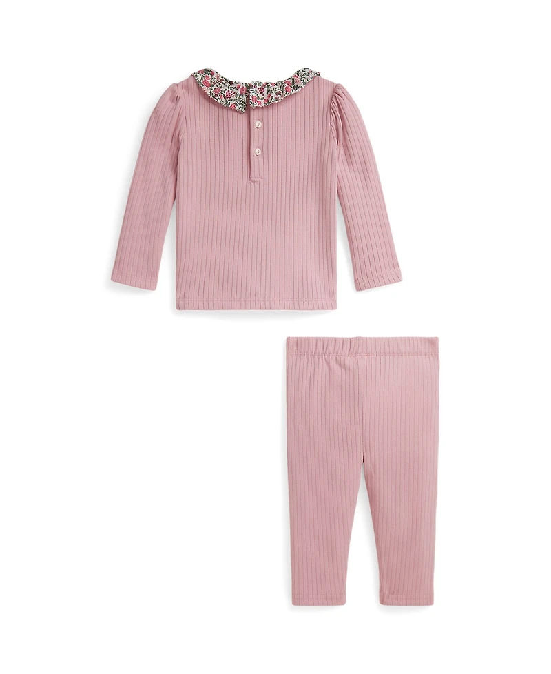 Polo Ralph Lauren Baby Girls 2-Piece Rib-Knit Long Sleeve Top and Legging Set