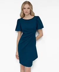 Dkny Women's Puff Sleeve Side Ruched Sheath Dress