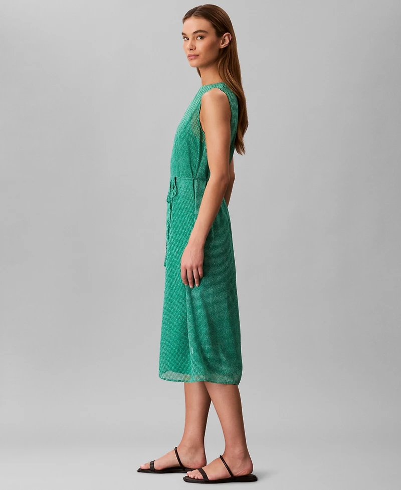Calvin Klein Women's Sleeveless Printed Chiffon Midi Dress