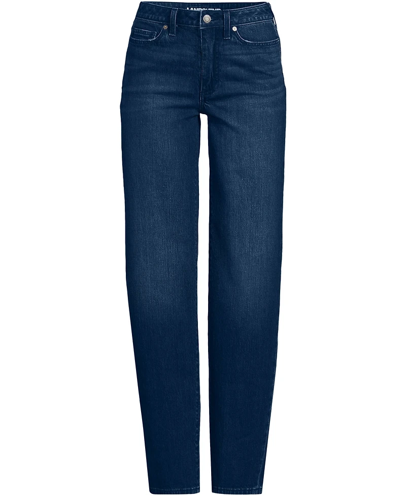 Lands' End Women's Tall Soft Denim Mid Rise Relaxed Straight Leg Jeans
