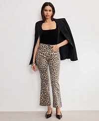 Good American Women's Standard Kick Flare Leopard Jeans
