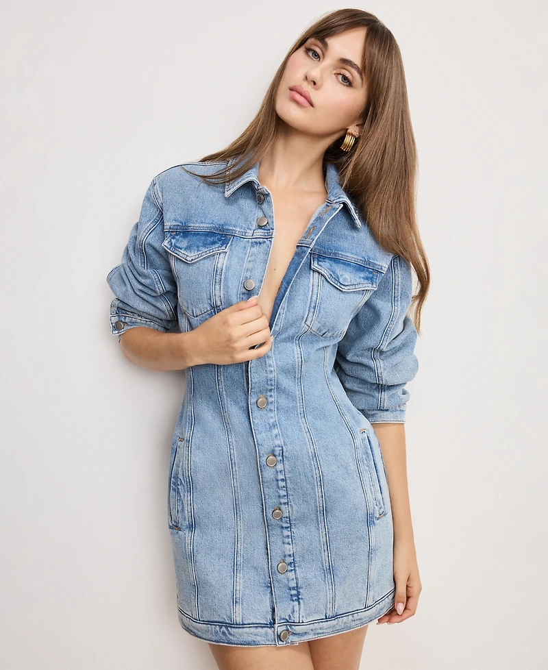 Good American Women's Barrel Long Sleeve Mini Dress