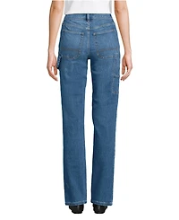 Lands' End Women's Petite Soft Denim High Rise Rail Straight Leg Utility Jeans