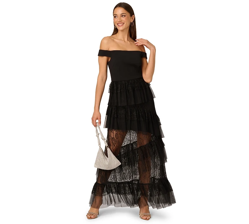 Adrianna Women's Off-The-Shoulder Layered Lace Gown