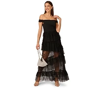Adrianna Women's Off-The-Shoulder Layered Lace Gown