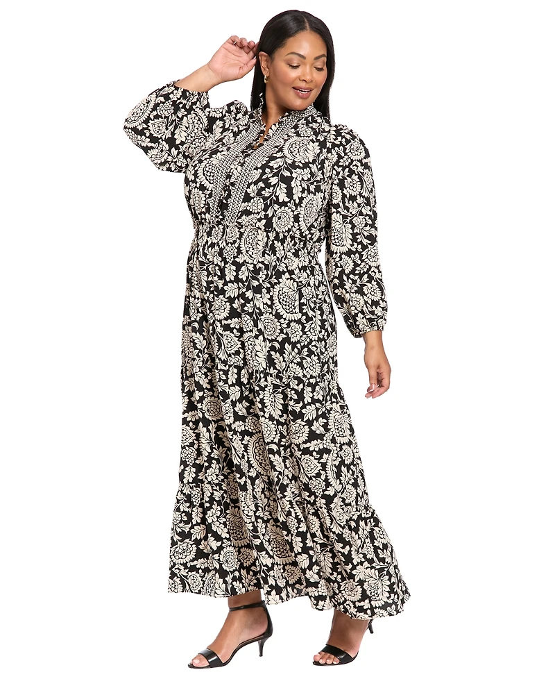 London Times Plus Tiered Maxi Dress