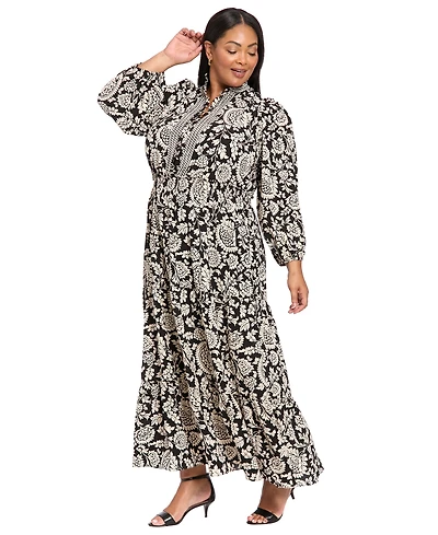 London Times Plus Tiered Maxi Dress