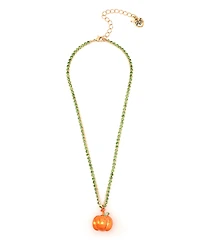 Betsey Johnson Faux Stone Pumpkin Pendant Tennis Necklace