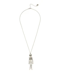 Betsey Johnson Faux Stone Pave Skeleton Pendant Long Necklace