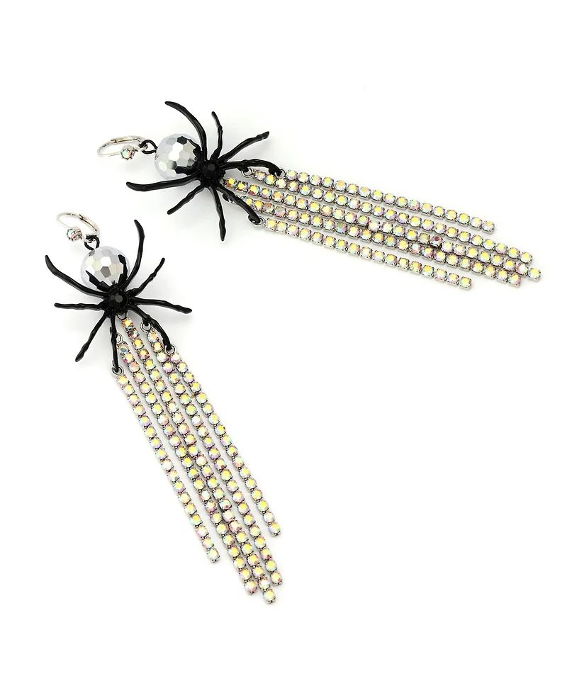 Betsey Johnson Faux Stone Disco Spider Fringe Statement Earrings