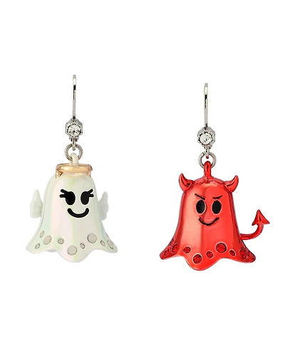 Betsey Johnson Faux Stone Halloween Angel Devil Mismatch Drop Earrings