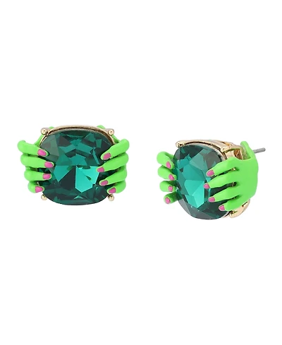 Betsey Johnson Faux Stone Witch Hands Stud Earrings