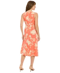 London Times Petite Printed Sleeveless Midi Dress