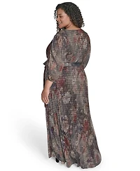 Jessica Howard Plus Women's Side Tuck 3/4-Sleeve Gown