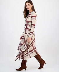 Rachel Roy Women's Jendice Mesh Plaid Print Midi Dress